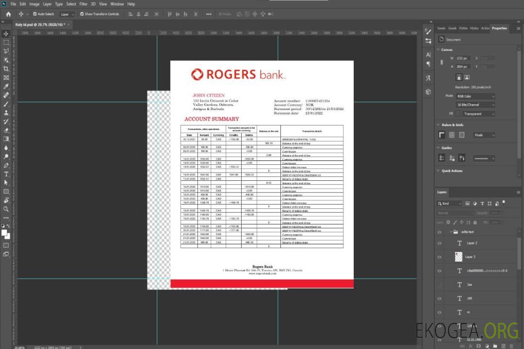 Relevé bancaire Canada Rogers template Relevé bancaire Canada Rogers template